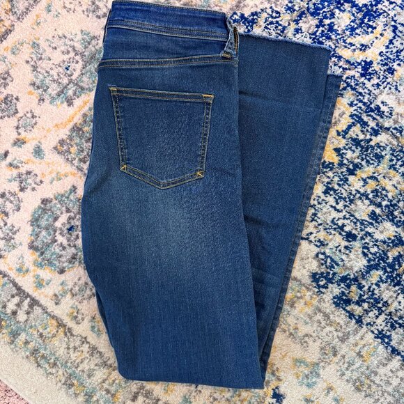 Pilcro by Anthropologie Slim Straight Jeans Women Size 28 Blue Raw Hem Medium - Picture 1 of 13
